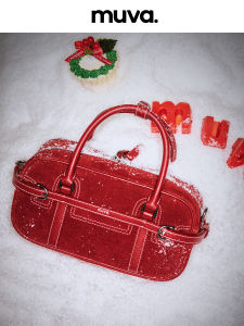 muva | Celebrity Style Leather Velvet Boston Bag Single Shoulder Crossbody Women