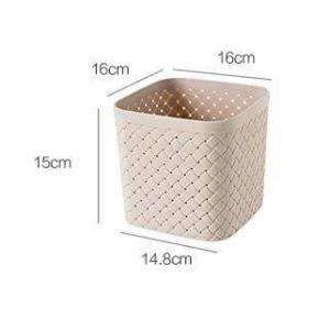 Love Beauty Home Plastic Storage Box Desktop Square Woven Basket Nuts Paper Shavings Trash Can Small Hollow Basket