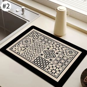 Kitchen Rugs Dish Drying Mat Absorbent Drain Pad Kitchen Carpet Coffee Dish Drainer Draining Mat Tablemat Fashion and Beautiful
