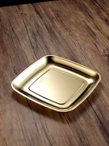 Đĩa INOX 304 Vuông Màu Vàng Hoặc Màu Bạc Đựng Thức Ăn - Đĩa Vuông Inox 304