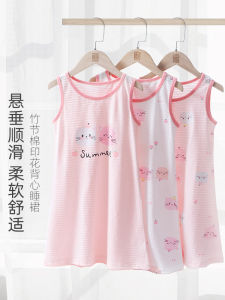 เด็กผู้หญิง ฤดูร้อน น้ำหนักเบา ไม้ไผ่ ผ้าฝ้าย ชุดนอน Pure ผ้าฝ้าย Nightgown เสื้อผ้าเด็ก A-Class ผู้ปกครอง-เด็ก เดรส
