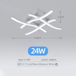 Modern Living Room Light Restaurant 3-color Variable Light Bedroom Balcony LED Ceiling Light 24W Curved Design