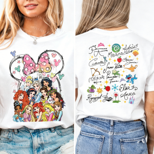 52TOYS | Princess Shirt Watercolor Magic Castle Princess T-shirt Princess Signature Sweatshirt Family Trip Tees Kids Tshirt Adult T-shirt