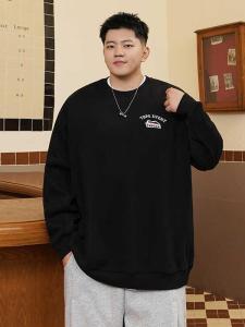 Trendy plus Size Mens Fleece Lined Thickened Oversize Patchwork Hoodie round Neck Sweatshirt Casual Autumn Winter Clothing