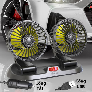 Quạt đôi quạt đơn mini 5V 12V 24V cao cấp để trên ô tô quạt gió nhỏ gọn tiện lợi cực mát 3 chế độ đầu tẩu usb xoay 360 độ siêu mạnh dùng cho oto xe hơi xe tảivăn phòngbàn học