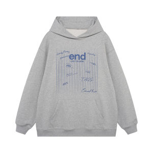 Endweep Vertical Bar Print Sweatshirt Men and Women Couple Heavy Weight Loose Casual Chinese Fad American Hoodie Jacket