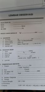 Buku pencatatan partusobservasiSoappartograf