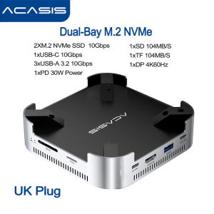 Acasis | Acasis 10Gbps USB-C Docking Station Dual-bay M.2 NVMe SSD Enclosure 16TB HDMI SD/TF 3.0 for Mac Mini M4/M4 Pro With Cooling Fan