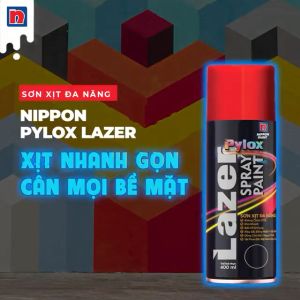 Sơn xịt đa năng Pylox Lazer - Màu xi mạ vàng - R-3049 BRIGHT GOLD- Chính hãng NIPPON PAINT - Dung tích 400ml