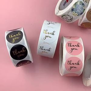 Cuộn 500 Sticker Thank You Nhãn Dán Cảm Ơn Tem Dán Gói Hàng Hộp Quà Túi Quà BEYOU