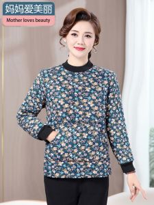 Winter Pullover Floral Turtleneck Cotton-Padded Jacket Middle-Aged and Elderly Tops Cotton-Padded Coat Mothers Close-Fitting Camel Cotton Cold-Proof Cotton-Padded Coat for Women