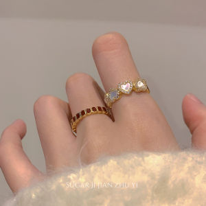 Natural Shell Heart Shaped Ring for Women Adjustable Fashionable Minimalist Design Alloy Silver Gold Plated Jewelry Accessories