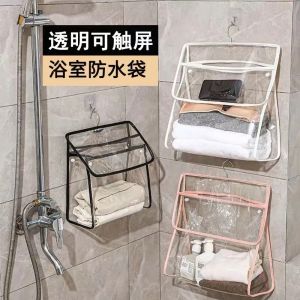 Large Capacity Bathroom Waterproof Clothes Storage Bag Wall Hanging Phone Storage Pouch Shower Room Organizer Fresh Style