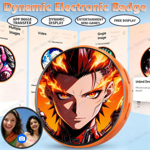 Smart Electronic Badge Pin Display Screen Bluetooth GIFS Video Playback Touch Screen LED Audible Video Play Dynamic Smart Badge