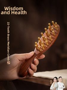 HUIJI | Acupressure Massaging Comb Brass Handle Wide Teeth Cushion Design