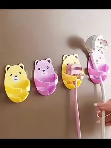 Storage Hook Plug Kitchen Bear Powerful Power Seamless No Socket Cartoon Punch