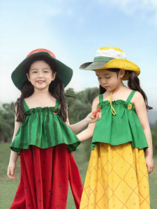YOEHYAUL | Fruit Print Halter Layered Cute Breathable Dress