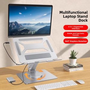 Multi-Function USB 3.0 Expansion Hub Laptop Stand with Cooling and Rotating Support