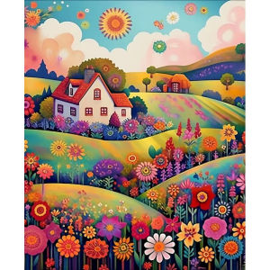 Kayou | Oil Painting By Numbers Garden House Paint By Number Landsape on Canvas Home Decoration DIY Gift Wall Art Picture
