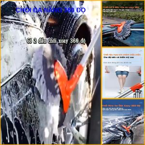 Chổi rửa xe xoay 360 độ Chổi rửa xe ô tô 2 đầu chất liệu sợ cotton mềm mịn chắc chắn