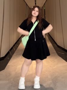 Slim Looking Anti-Aging Top + Skirt Two-piece Set Slightly Oversized Girls Plus Size Casual Sports Style Sweet and Spicy Suit Womens Summer