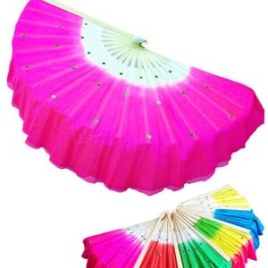 Childrens 6-Inch Double-Sided Extended Yangge Fan for Dance Performances Square Dancing Twist Yangge Left-Right Fan Show