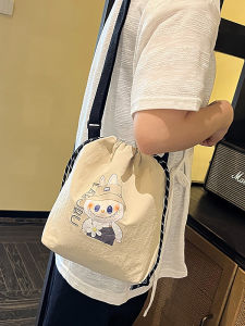 Cute Bucket Bag Lightweight Outdoor Korean Style Nylon Fabric Single Shoulder Bag Versatile Crossbody Bag for Youth Casual Use