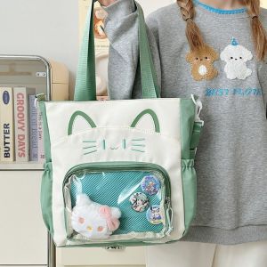 New Large Capacity Canvas Bag Bajie Pain Single Shoulder Slant Cross Cat Handbag Anime Student Clothing Book Bag Youth Casual Zipper