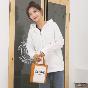 Womens Zipper Cardigan Sweatshirts Spring Autumn Pure Cotton Sporty Casual Tops Purple White Comfortable Streetwear