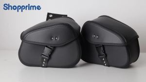 Black Motorcycle Saddlebags PU Leather Side Tool Pouch Luggage Storage Bags Universal for Harley Suzuki Kawasaki Yamaha ﻿Honda