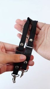 Lanyard Hitam Polos Stopper 15cm + Karet