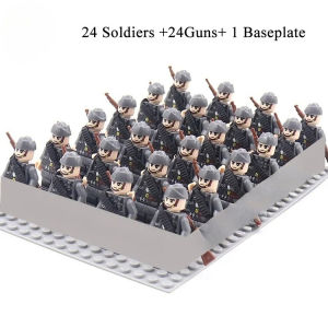 Bandai | 24Pcs army soldiers building blocks mini doll set with substrate DIY war scene building blocks childrens toy collection