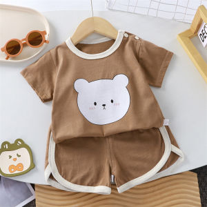 Summer Baby Boy Girls Clothes Set Children Bear Print T-shirts and Shorts 2 Pieces Suit Kid Top Bottom Outfits Casual Tracksuits