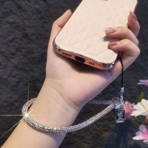 Rhinestone Chain Phone Lanyard - Long And Short Wrist-Style Pendants Fully Rhinestoned Ornaments Sparkling Neck Straps