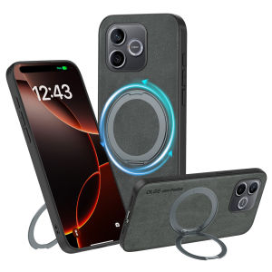 szhaiyu | For Magsafe Magnetic 360 ° Rotat Metal Bracket Ring Leather Phone Case for Honor 600 Pro 600Lite 500 400 Pro Protective Cover