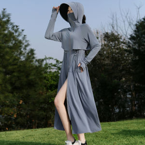 Áo Chống Nắng Dài Mùa Hè Cho Nữ 2025 Áo Chống Tia UV Toàn Thân Bằng Lụa Băng Thoáng Khí Thắt Eo Mỏng Áo Khoác Ngoài Chống Nắng