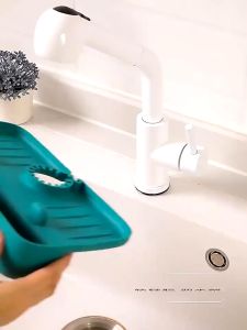 TopsHome แผ่นวางซิลิโคน แผ่นระบายน้ำ อ่างล้างหน้า รูปร่างแสงพื้นฐาน สำหรับการแสงแดดแทรกซ้อน KN-S008