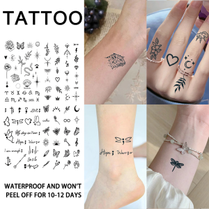 4Pcs Small Pattern Waterproof Temporary Tattoo Stickers Long-lasting Waterproof for One to Two Weeks Suitable For Palm Arm.