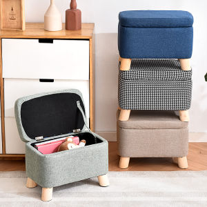 Living Room Bedroom Sofa Removable And Washable Storage Bench Shoe Changing Stool Rectangular Shape Nordic Style Wooden Column