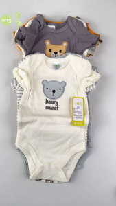 PAYI BABY-4PCS Bear Design Baby Boys Onesies Soft Cotton Jumpsuit Short Sleeve Romper Infant Bodysuits
