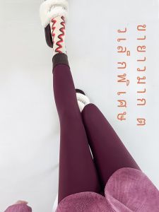 โยคะเอวสูง สีหนังปลาฉลาม กางเกง ผู้หญิงฤดูใบไม้ร่วง ฤดูหนาว ผ้าขนแกะ ซับใน สลิมฟิต เก้าจุด กางเกง ที่มองไม่เห็นไม่มีรอยต่อคาปรี กางเกงขายาว