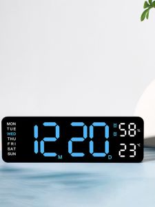 Modern Minimalist Silent Wall Clock Office Living Room Large Font Size Alarm Clock Electronic Hanging Table Clock Plug-In