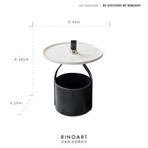 Ruonai Furniture Herm @ S So Black Italian Handmade Saddle Leather Sofa Side Table Hand Carrying Accessible Luxury Bedside Table