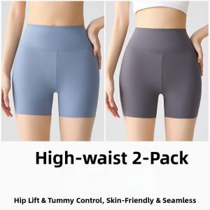miiow | High Waist Ice Silk Shark Skin Womens Yoga Pants Safety Shorts Summer Cool Feeling Tummy Control Butt Lifting Cycling Pants