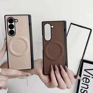 Magnetic Phone Case for Magsafe For Samsung Galaxy Z Fold 8 Ultra 7 6 5 4 3 Fold8 Fold7 5G Hinge Protective PU Leather Cover