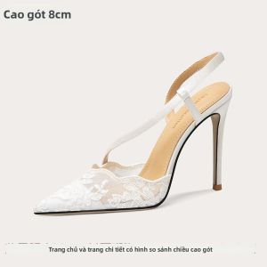 LILY WEI | Dép Mỏng Gót Nhọn Voan Pháp