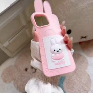 3D Pink Cartoon Miffy Rabbit Silicone Phone Case for iPhone 13 14 15 16 Pro Max casing Soft silicone protective cover for iPhone16 case