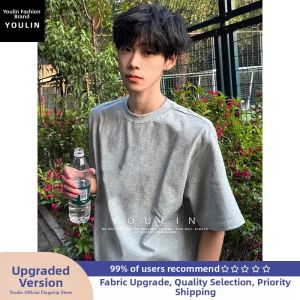 YOULIN | Heavyweight American Style Gray Short Sleeve T-shirt
