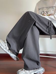 Loose Straight Leg Mens Casual Pants Autumn Winter Fashion Brand Large Size Wide Leg Pants American Style Cool Deconstructed Long Trousers