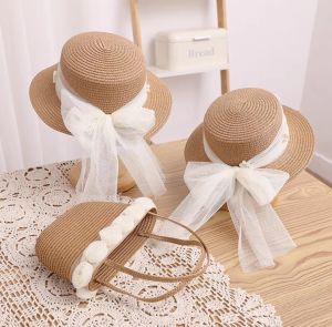 Mũ nón đi biển vành nhỏ chóp bằng phối đai trắng ngọc trai nhân tạo chất liệu cói chống nắng thoáng mát thời trang Hàn Quốc